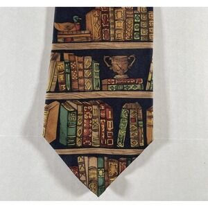 Past Times "Ex Libris" Bookshelf Tie 100% Silk Made in USA‎ Academia